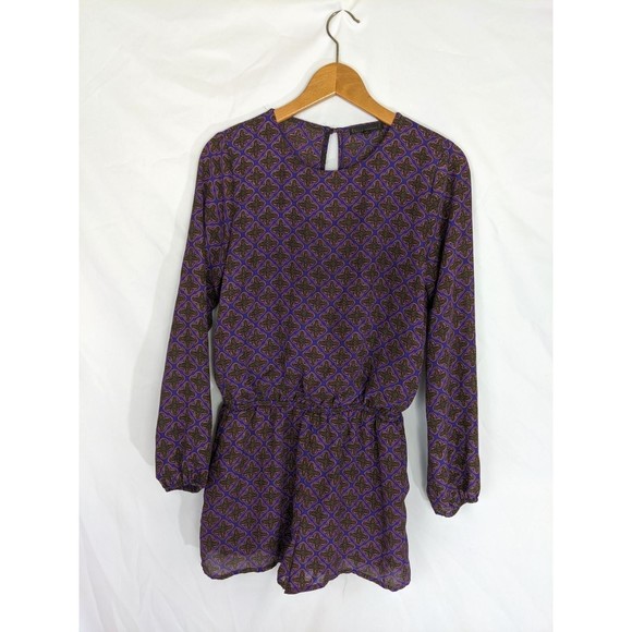 Lucca Couture Long Sleeve Short Romper Women Small Purple Top One Piece Jumpsuit - Picture 1 of 7